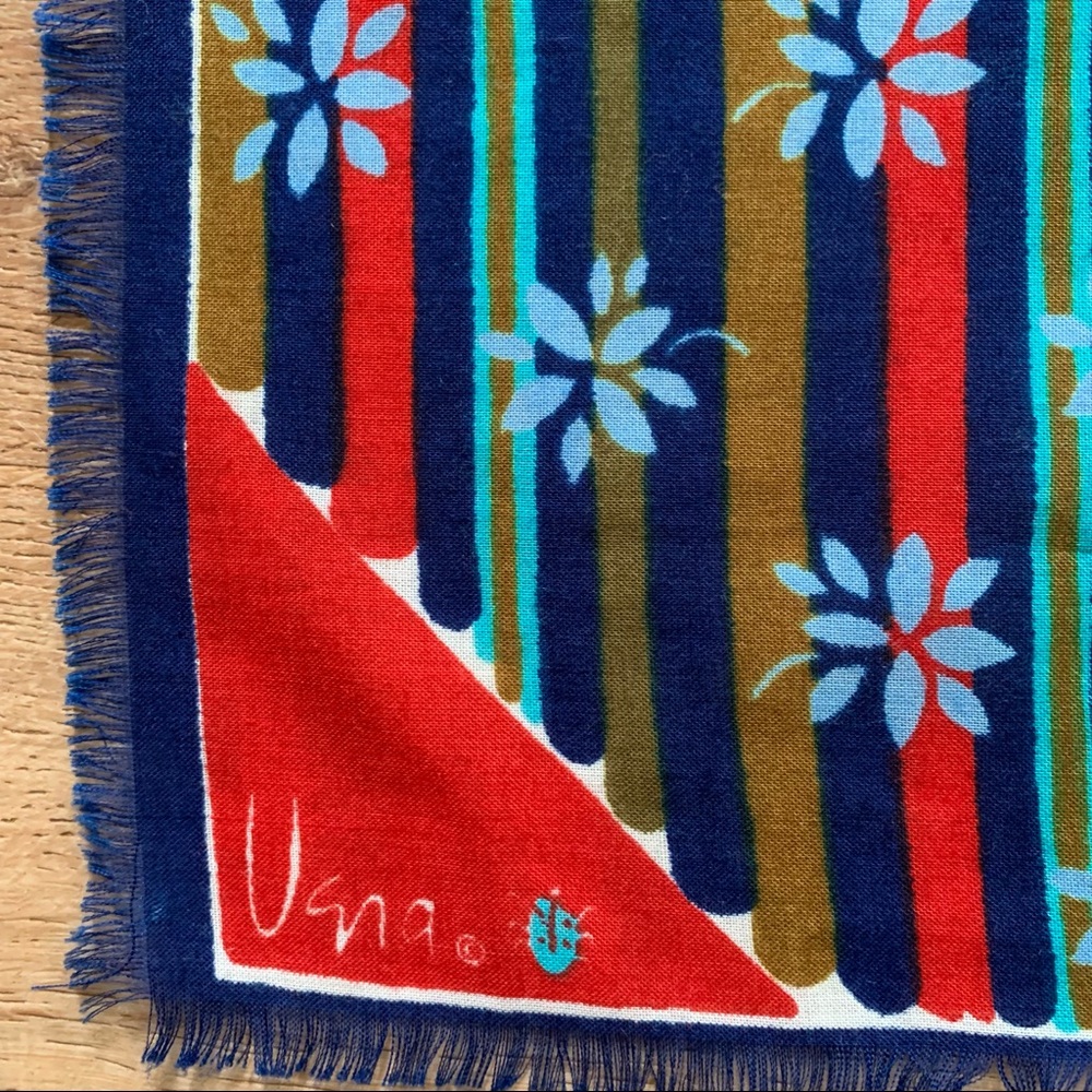 Vintage 60s Vera Neumann Striped Scarf Floral - Picture 7 of 9